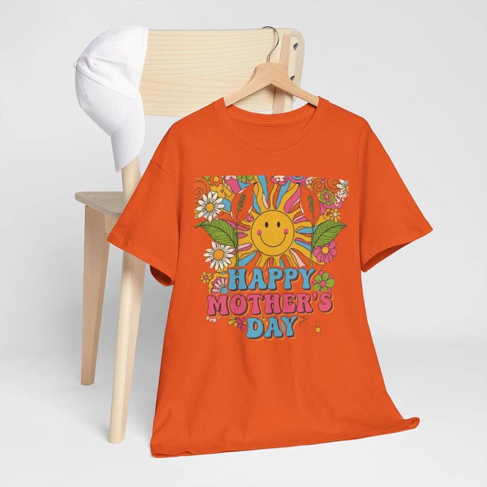 Retro Happy Mother_S Day Floral Sun Graphic Tee, Boho Mom Spring Vibes Top
